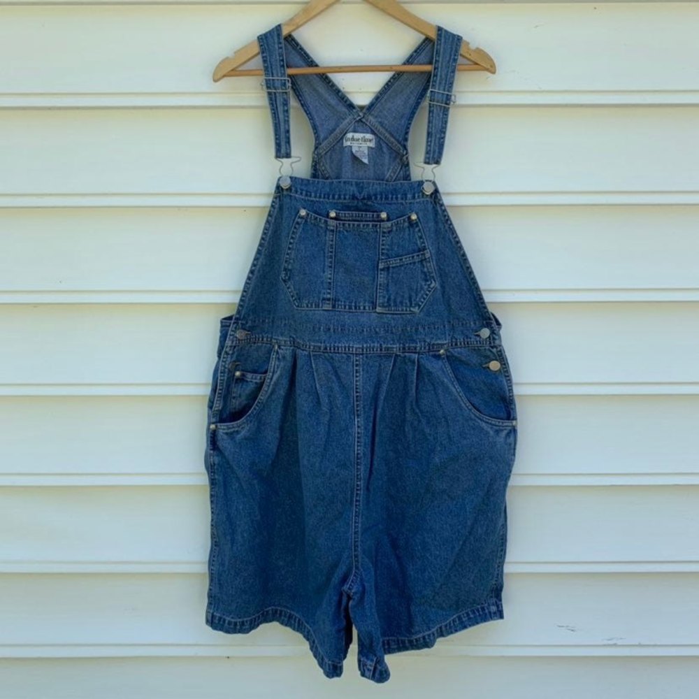 In Due Time 90's Style Maternity Denim Shortalls / Overall Shorts, Size Large